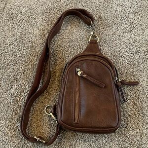 Joy vegan leather sling bag.